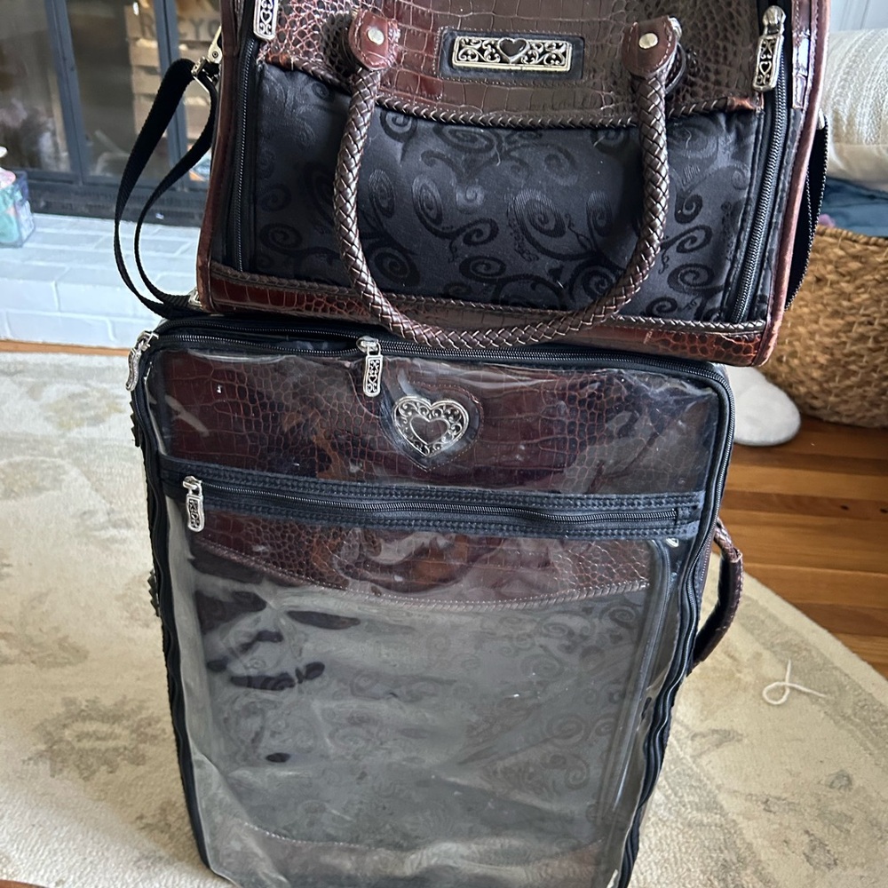 Brighton Mevelyn Black and Brown suitcase and carry-on set